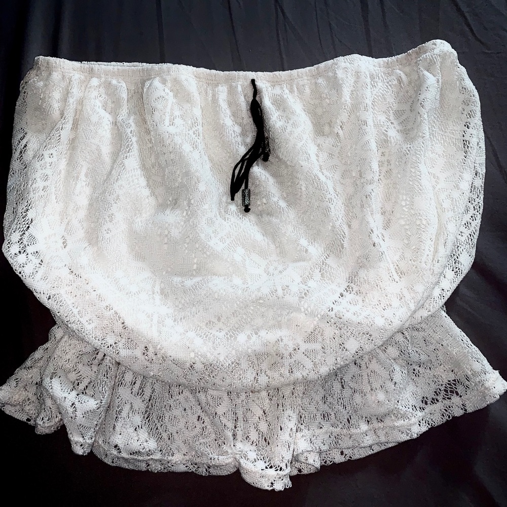 White Strapless Crop Top